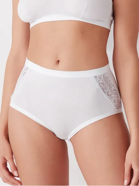 Cotonella GD131 Maxi Baumwoll-Highwaist-Slips mit flachen Kanten (2er-Pack)