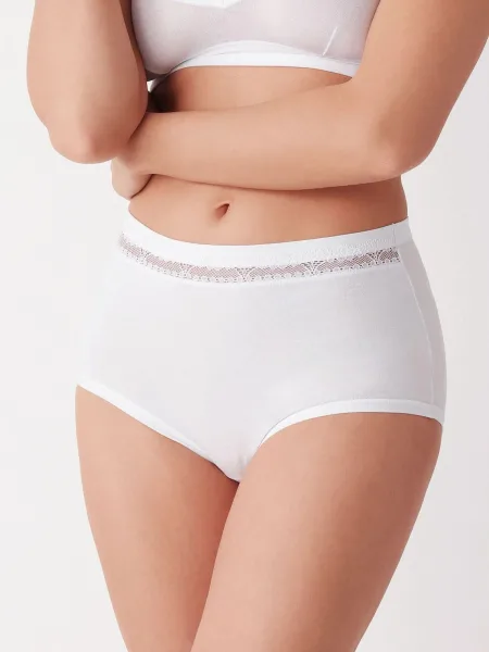 Cotonella GD169 Maxi Damen-Highwaist-Slips aus Baumwolle mit voller Abdeckung (2er-Pack)