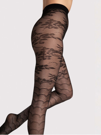 Blumen- & Wellen-Strumpfhose FIORE Aquarius – 30 DEN Dual-Design