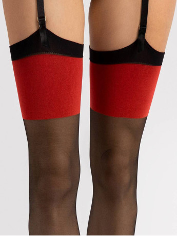 Back Seam Stockings FIORE Anais — 20 Den Red Contrast