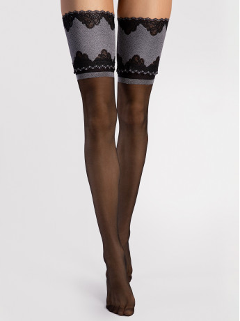 Silber-Spitzen Halterlose FIORE Belle Epoque – 20 DEN Metallic-Detail