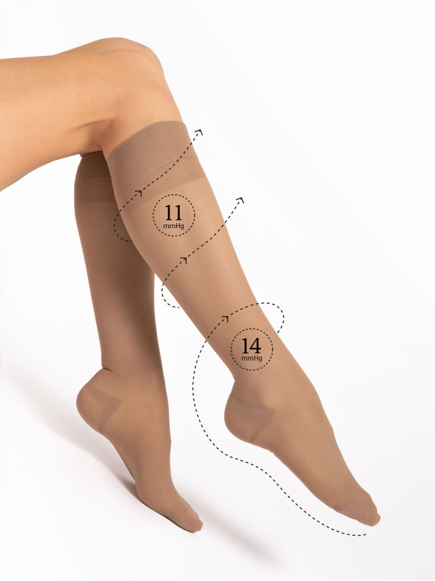 Compression Knee-Highs FIORE Travel — 30 Den Graduated Support