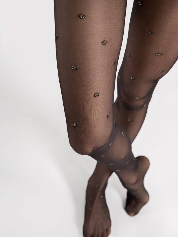 Metallic-Pünktchen Strumpfhose FIORE Confetti – 20 DEN Glitzer-Effekt