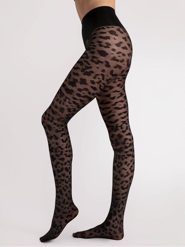 Leo-Print Strumpfhose FIORE Echo – 30 DEN Glänzend Gemustert