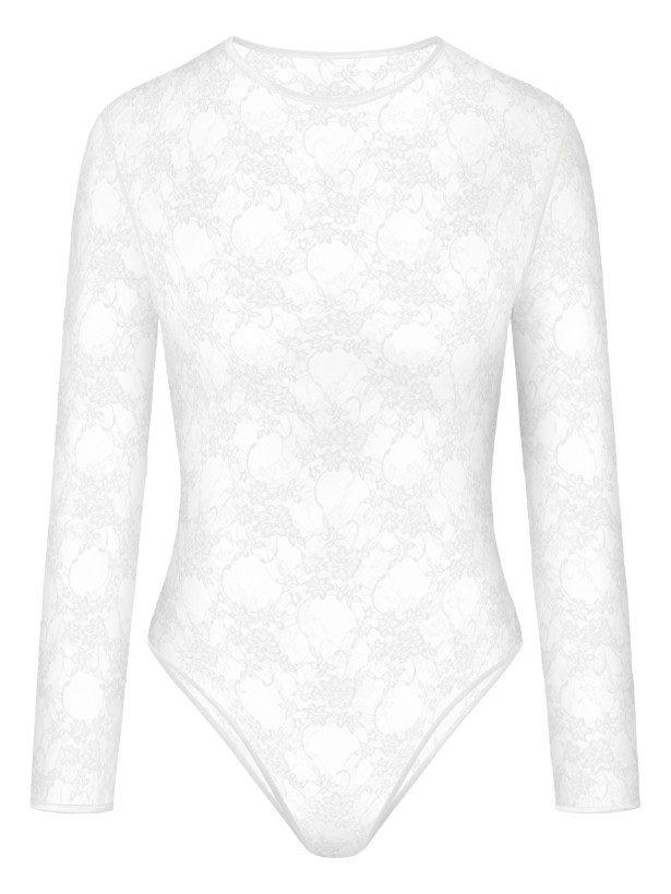 Blumen-Spitzen-Body FIORE Jill – Langarm Transparenter Stil