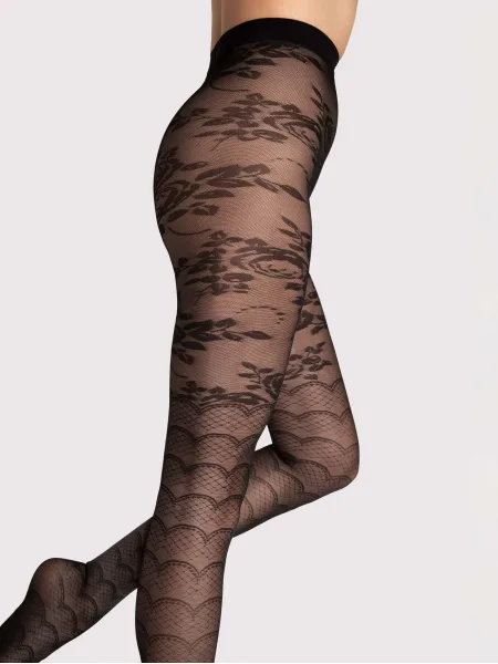 Floral & Scale Tights FIORE Aquarius — 30 Den Dual Pattern
