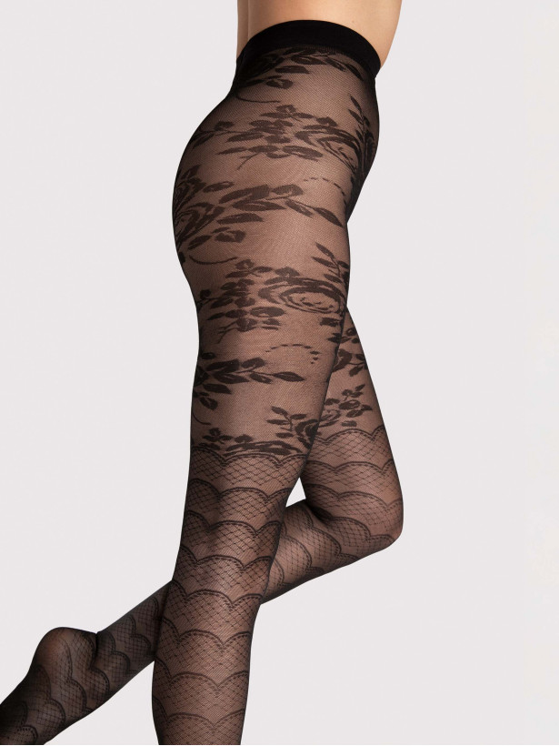 Floral & Scale Tights FIORE Aquarius — 30 Den Dual Pattern