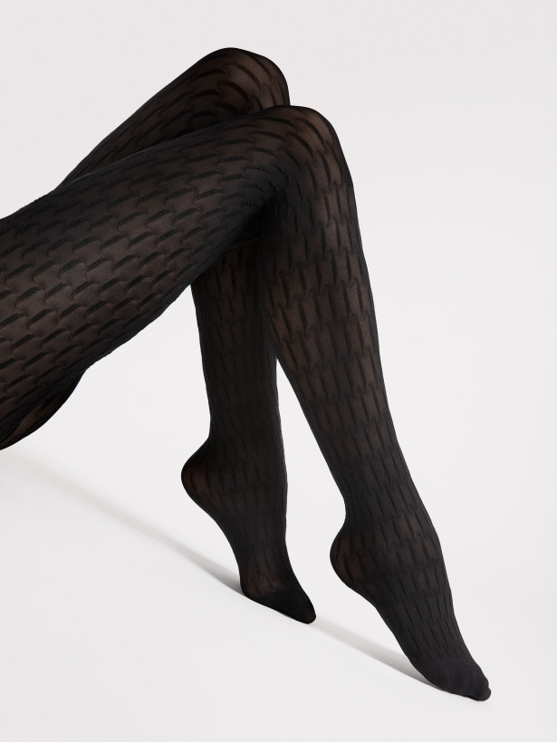 Geometric Opaque Tights FIORE Stereo — 60 Den 3D Pattern