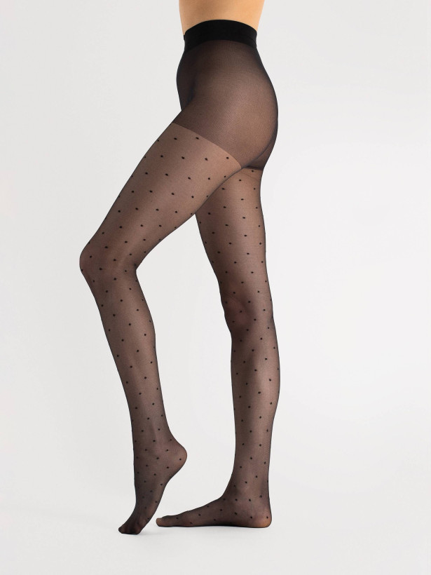 Pünktchen-Strumpfhose FIORE Kim – 15 DEN Transparent Gemustert