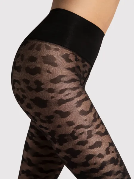 Leopard Print Tights FIORE Echo — 30 Den Shiny Patterned