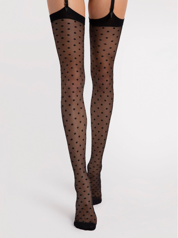 Pünktchen-Strapsstrümpfe FIORE Louise – 20 DEN Retro-Stil