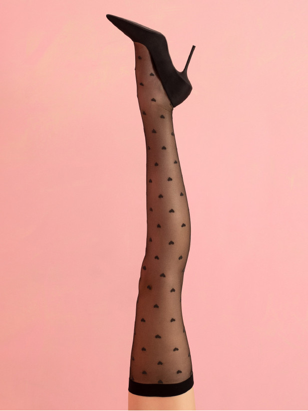 Herz-Muster Strapsstrümpfe FIORE Love Booster – 15 DEN Romantisch