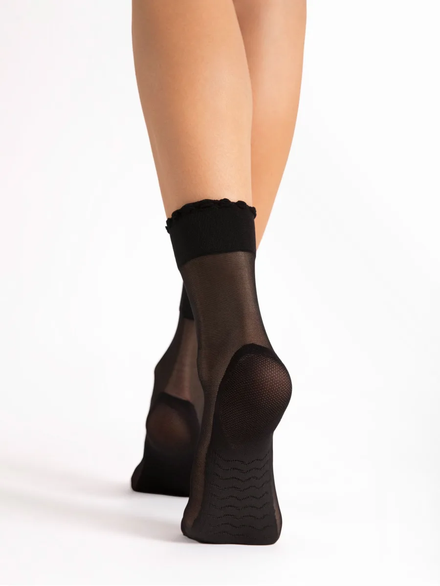 Massage-Söckchen FIORE Pico – 20 DEN Mäusezähnchen-Rand