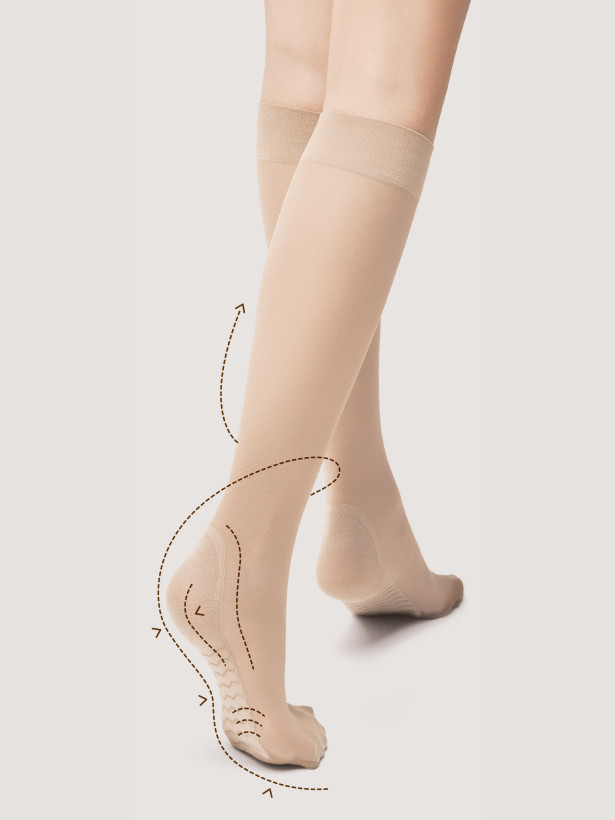 Transparente Stütz-Kniestrümpfe FIORE Medica – 20 DEN Massage-Effekt