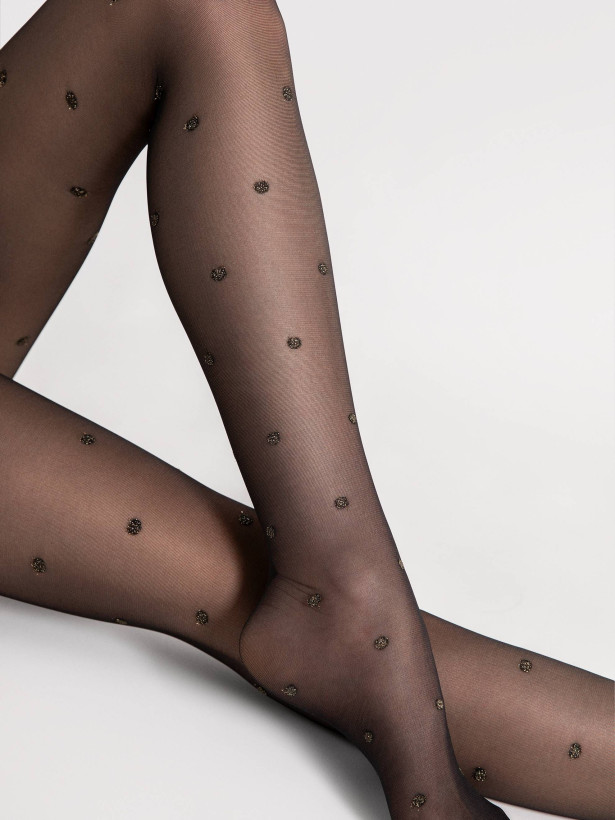 Metallic-Pünktchen Strumpfhose FIORE Confetti – 20 DEN Glitzer-Effekt