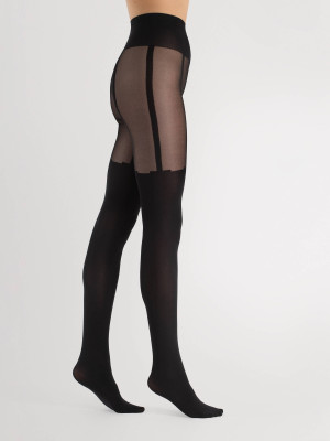 Mock-Suspender Tights FIORE Milla — 40 Den Faux Garter Style