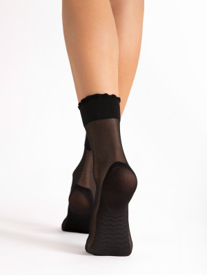 Massage Sole Ankle Socks FIORE Pico — 20 Den Picot Trim