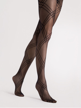 Karierte Strumpfhose FIORE Tess – 30 DEN Transparentes Karo