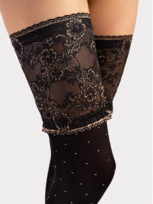 Polka Dot Hold-Ups FIORE Notte — 40 Den Gold Lurex Pattern