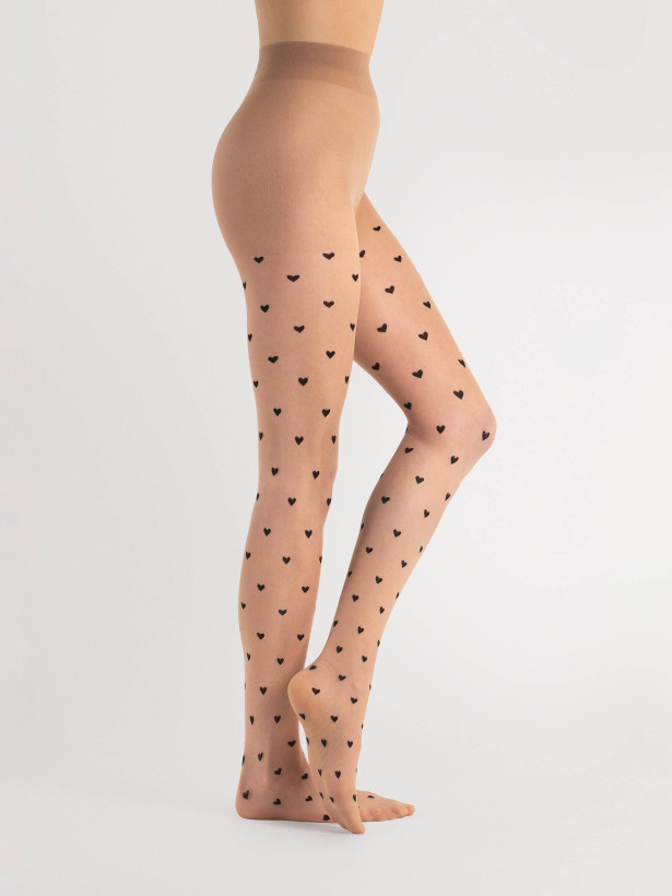 Small Heart Pantyhose FIORE Love Potion — 15 Den Sheer Hosiery