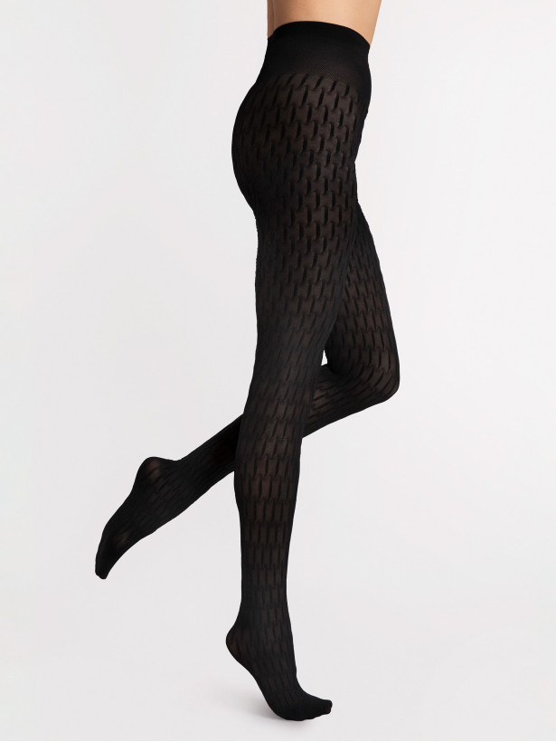 Geometrische Blickdichte Strumpfhose FIORE Stereo – 60 DEN 3D-Muster