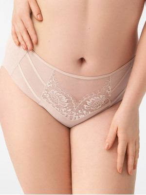 Beiger Spitzen-Slip Gorsenia K497 – Unsichtbarer Mid-Rise Halt