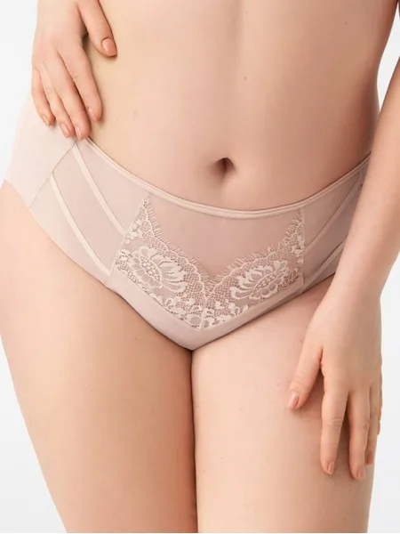 Beiger Spitzen-Slip Gorsenia K497 – Unsichtbarer Mid-Rise Halt