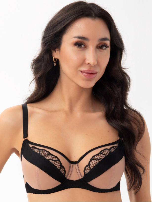 Black and Beige Bra Gorsenia Davika K921 – Narrow Wire Support