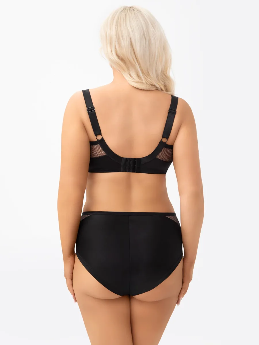 Schwarzer bestickter BH Gorsenia G002 Lilu — Halt für tiefe Cups