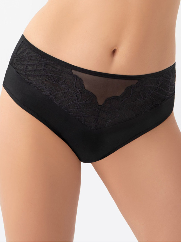 Schwarzer High-Waist Slip Gorsenia K963 – Halt mit voller Abdeckung