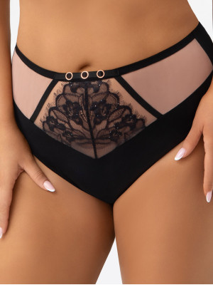 Schwarzer Midi-Slip Gorsenia F001 Lexi – Elegantes Spitzendetail