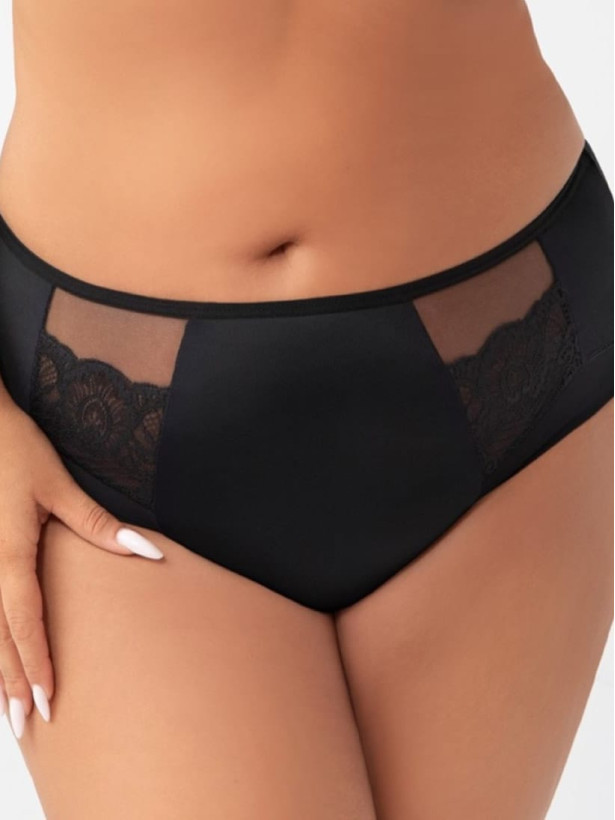 Schwarzer Midi-Slip Gorsenia K442 – Klassische Spitzen-Wäsche