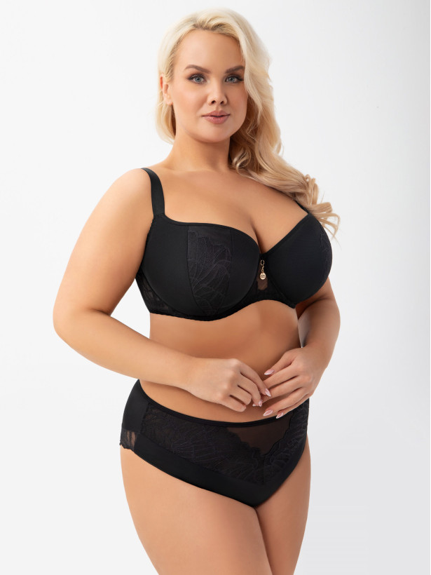 Black Padded Balconette Bra Gorsenia K962 – Versatile Strap Support