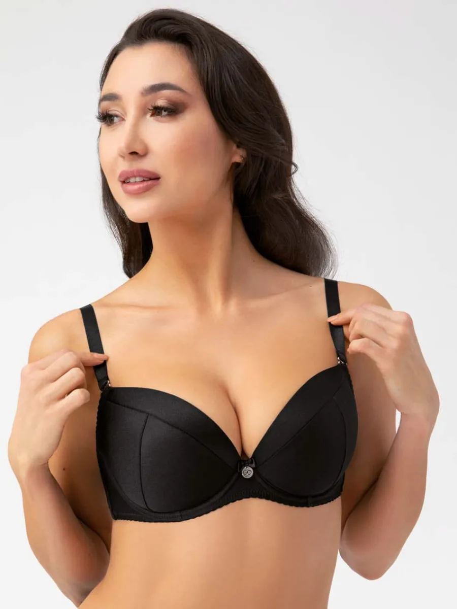 Black Plunge Bra Gorsenia K156/1 Toscana – Deep V-Neck Support