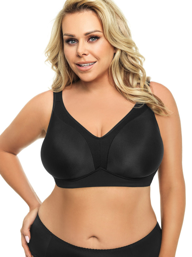 Schwarzer bügelloser BH Gorsenia K422 – Technischer Halt
