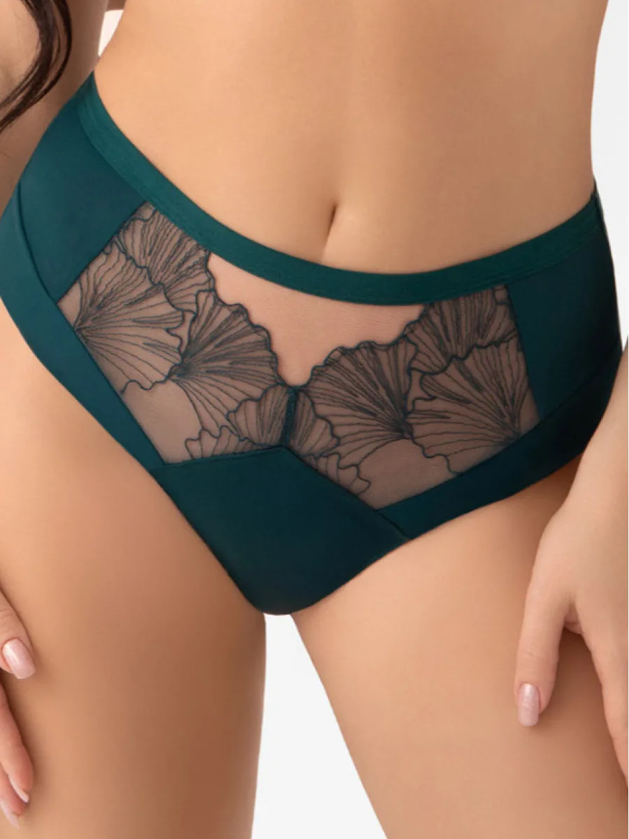 Smaragdgrüner Bestickter Brazilian-Slip Gorsenia Aisha B034