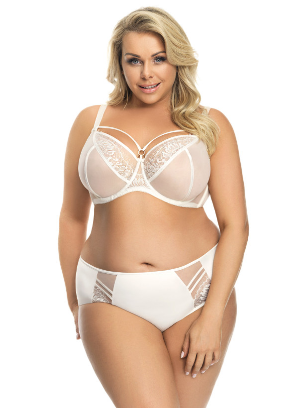 Cremefarbener Spitzen-BH Gorsenia K496 – Präzise Cup-Projektion