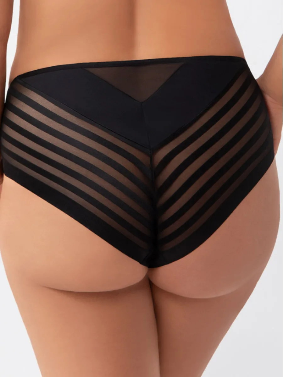 Black Striped High Waist Briefs Gorsenia Yoko K811