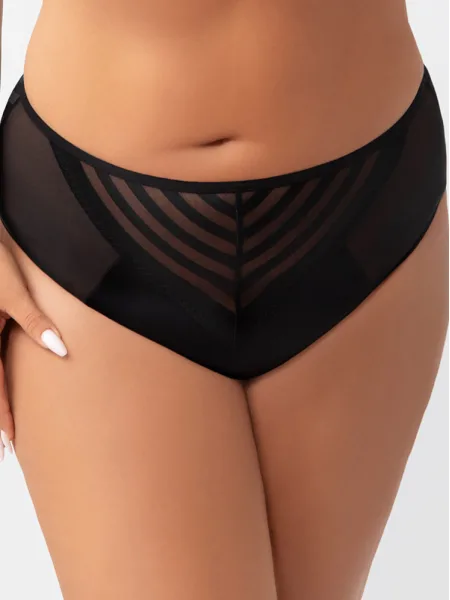 Black Striped High Waist Briefs Gorsenia Yoko K811