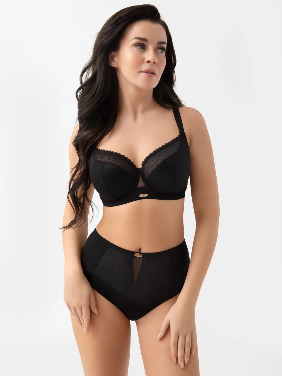 Black Dotted Tulle Briefs Gorsenia Dotti F021