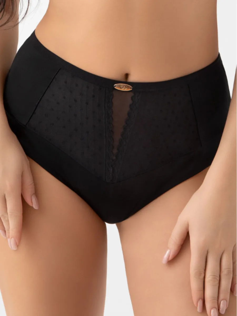 Black Dotted Tulle Briefs Gorsenia Dotti F021