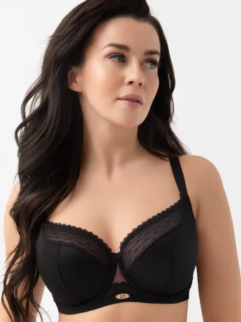 Black Dotted Underwired Semi-Padded Bra Gorsenia Dotti G021