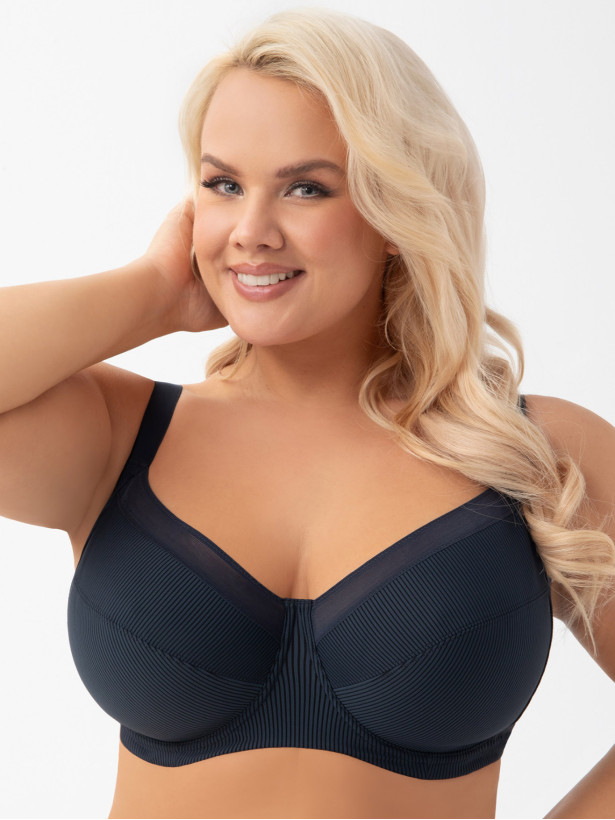 Navy Ribbed Bra Gorsenia K974 – Advanced Support Design