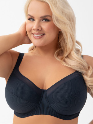 Navy Ribbed Soft Bra Gorsenia K974 – Advanced Support Design