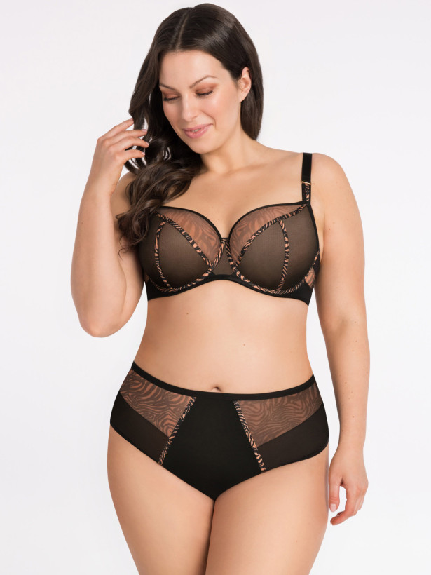 Black Animal Print Bra Gorsenia K879 – Superior Full Bust Support