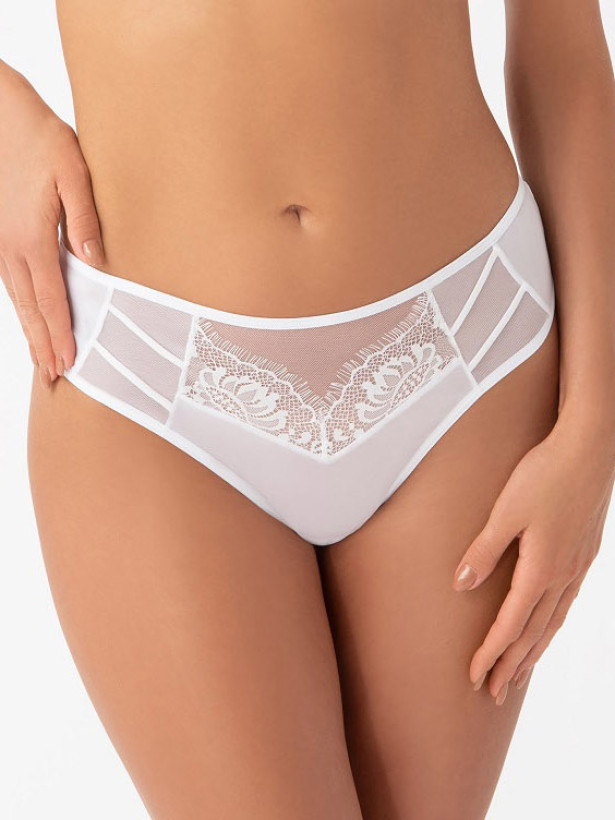 Weißer Spitzen-Slip Gorsenia K497 – Anspruchsvoller Mid-Rise