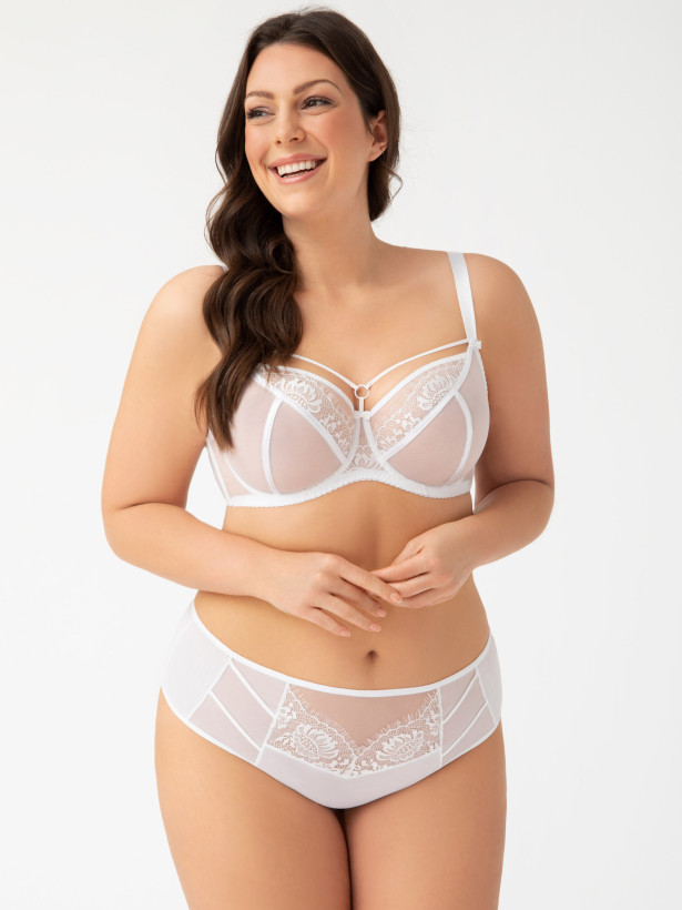 Weißer Strappy-BH Gorsenia K496 – Schmale Bügel Stützkraft