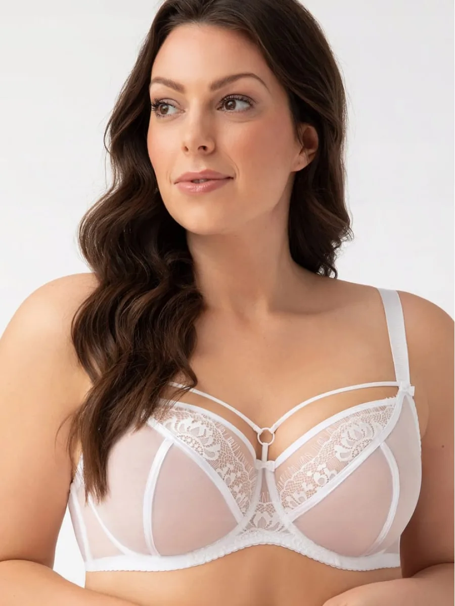 Weißer Strappy-BH Gorsenia K496 – Schmale Bügel Stützkraft