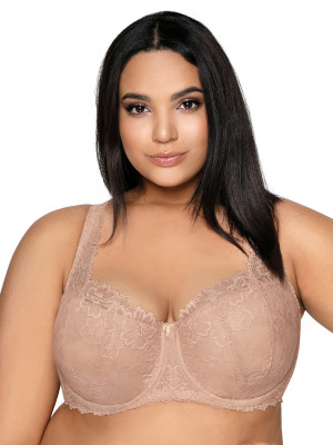 Beige Padded Lace Full Coverage Underwired Bra Mat 053/22 Carmela