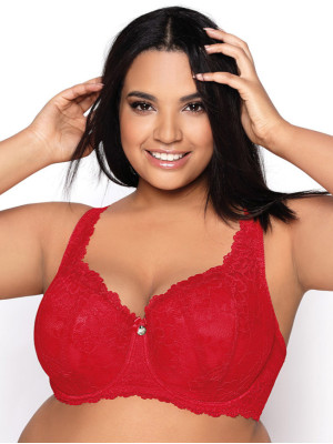 Red Padded Lace Underwired Maxi Bra Mat 053/22 Carmela